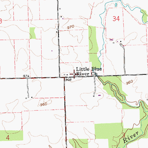 Topographic Map of Little Blue River Church, IN
