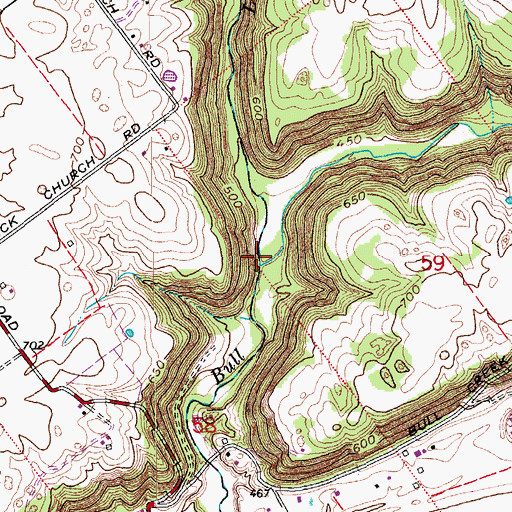 Topographic Map of Little Bull Creek, IN