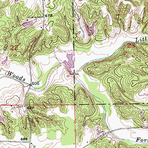 Topographic Map of Little Caney Fork, IN