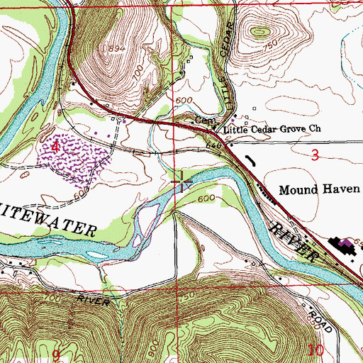 Topographic Map of Little Cedar Creek, IN
