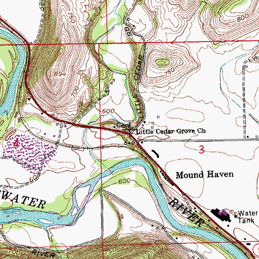 Topographic Map of Little Cedar Grove Church, IN