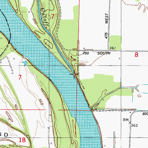 Topographic Map of Little Chain Cutoff, IN