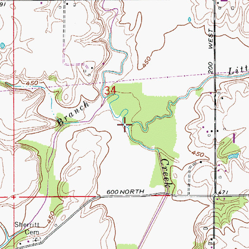 Topographic Map of Little Creek, IN