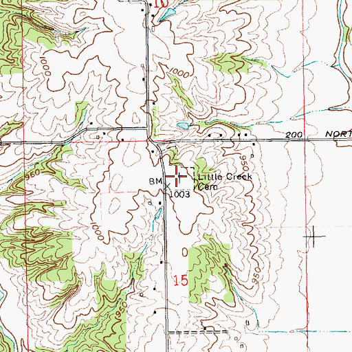 Topographic Map of Lick Creek Cemetery, IN