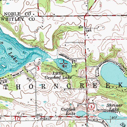 Topographic Map of Little Crooked Lake, IN