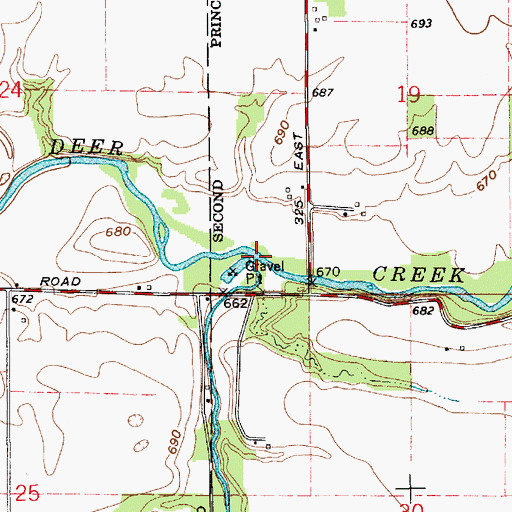 Topographic Map of Little Deer Creek, IN