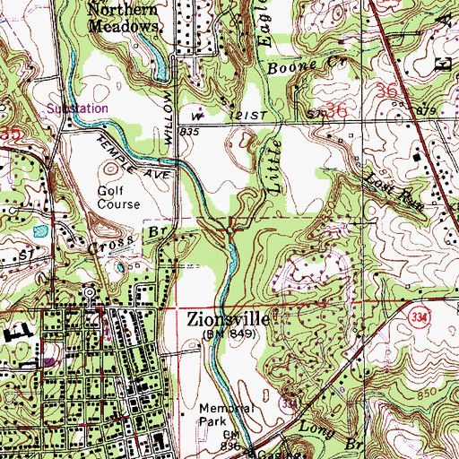 Topographic Map of Little Eagle Creek, IN
