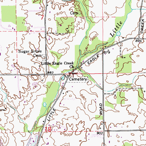 Topographic Map of Little Eagle Creek Christian Church, IN