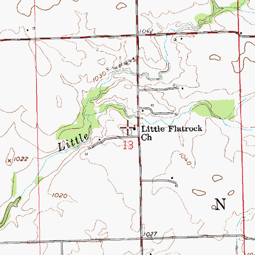 Topographic Map of Little Flatrock Church, IN