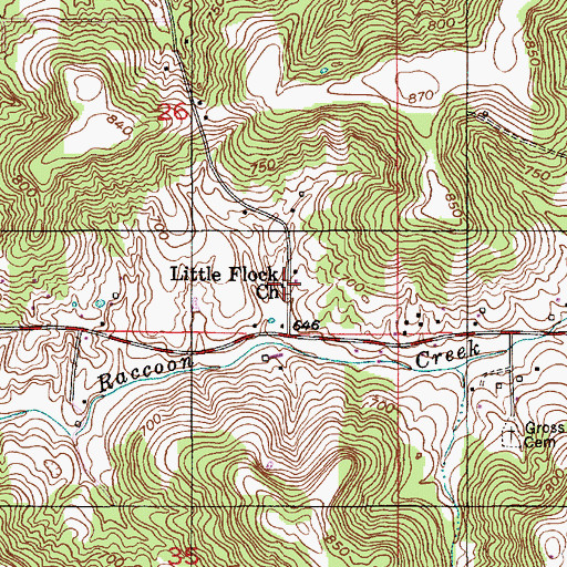 Topographic Map of Little Flock Church, IN