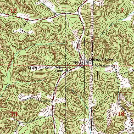 Topographic Map of Little Hickory Ridge Cemetery, IN