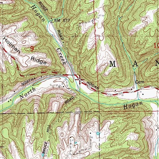 Topographic Map of Little Hogan Creek, IN