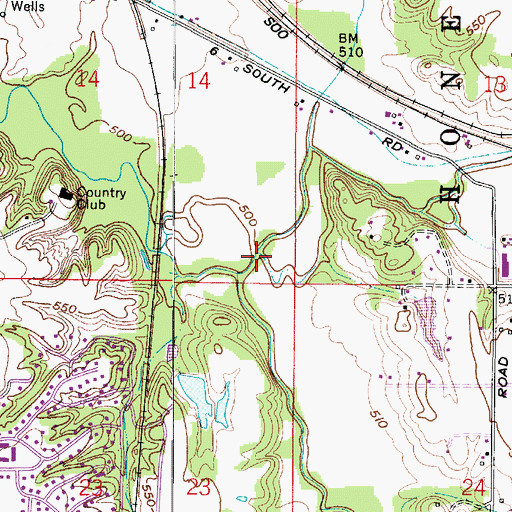 Topographic Map of Little Honey Creek, IN