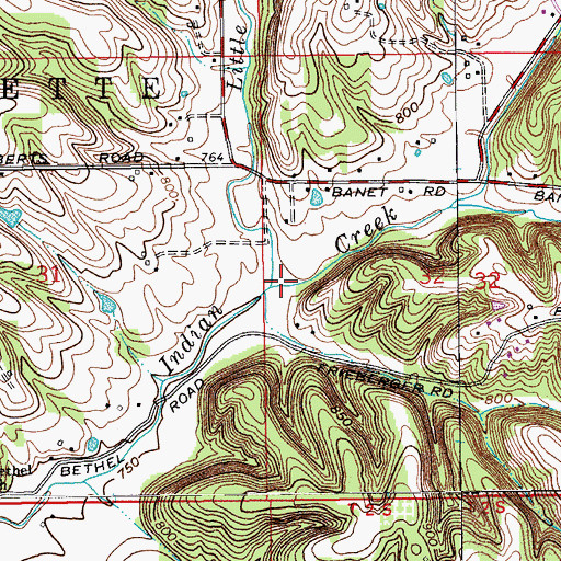 Topographic Map of Little Indian Creek, IN