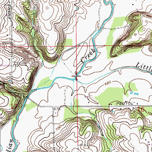Topographic Map of Little Indian Creek, IN