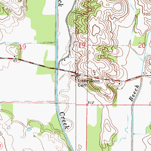 Topographic Map of Little John Cemetery, IN