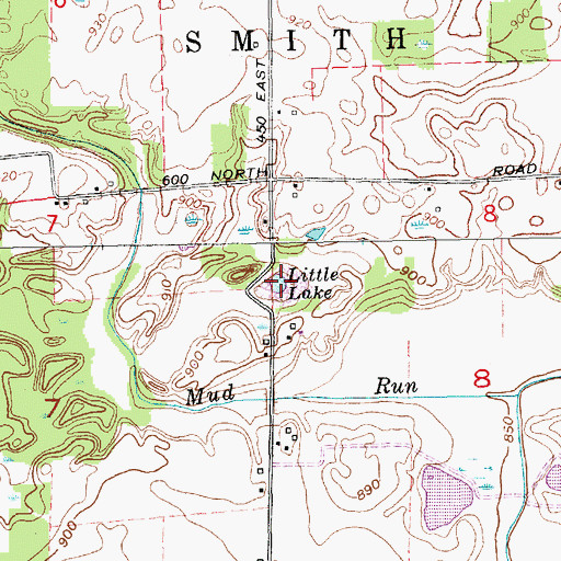 Topographic Map of Little Lake, IN