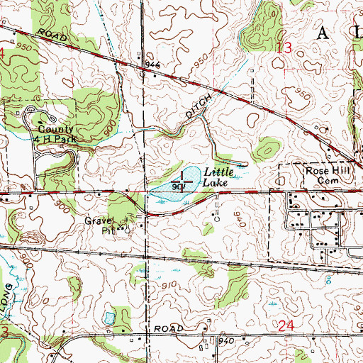 Topographic Map of Little Lake, IN