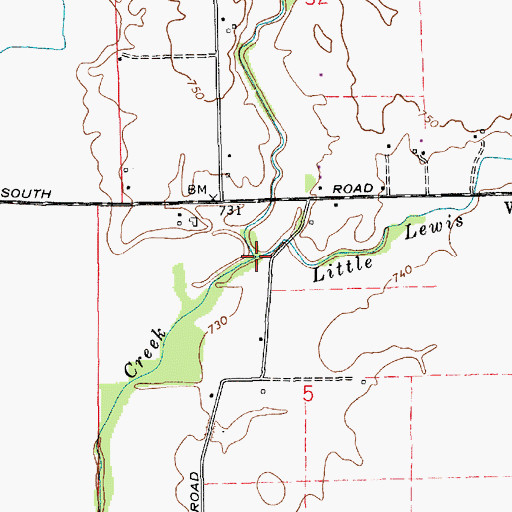 Topographic Map of Little Lewis Creek, IN