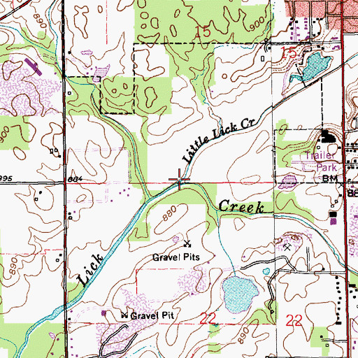Topographic Map of Little Lick Creek, IN