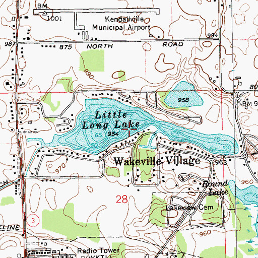 Topographic Map of Little Long Lake, IN