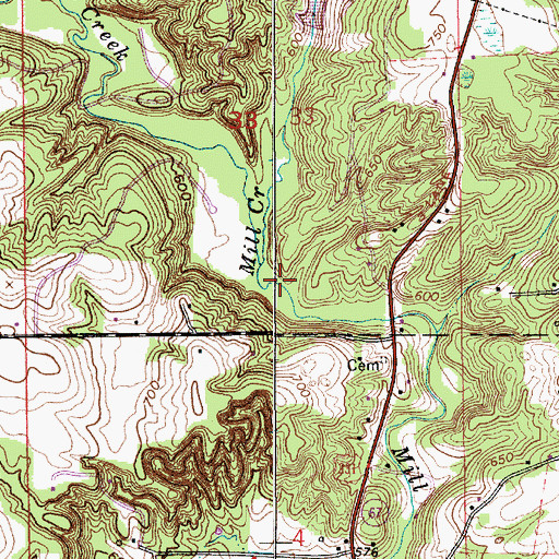 Topographic Map of Little Mill Creek, IN