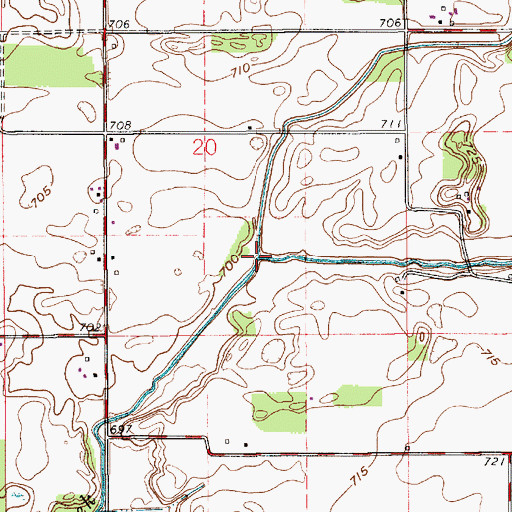 Topographic Map of Little Mill Creek, IN