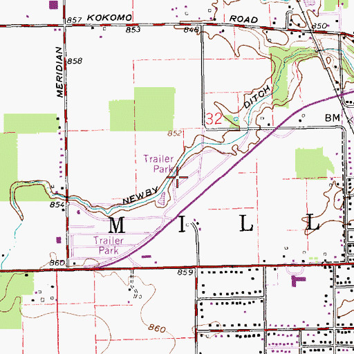 Topographic Map of Little Newby Ditch, IN