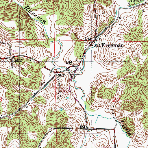 Topographic Map of Little Raccoon Creek, IN