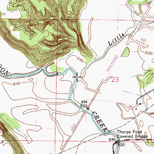 Topographic Map of Little Raccoon Creek, IN