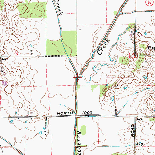 Topographic Map of Little Red Creek, IN