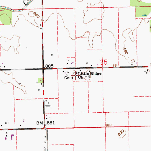 Topographic Map of Little Ridge Church, IN
