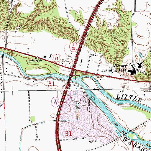 Topographic Map of Little River, IN