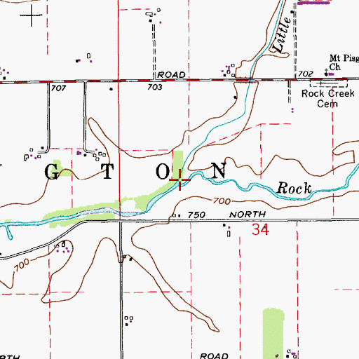 Topographic Map of Little Rock Creek, IN