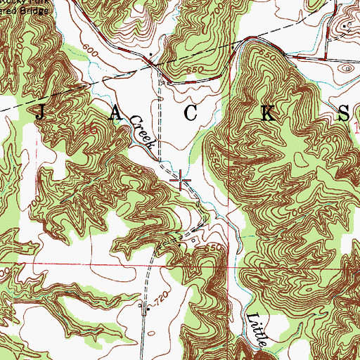 Topographic Map of Little Rocky Fork Creek, IN