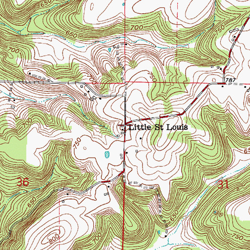 Topographic Map of Little Saint Louis, IN