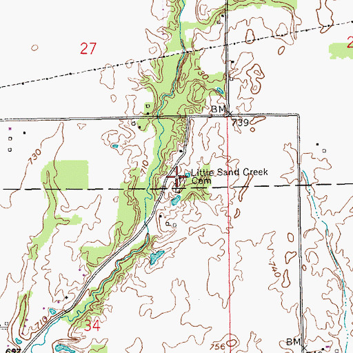 Topographic Map of Little Sand Creek Cemetery, IN
