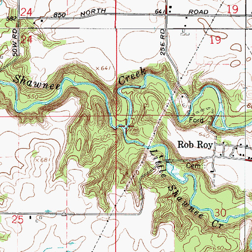 Topographic Map of Little Shawnee Creek, IN