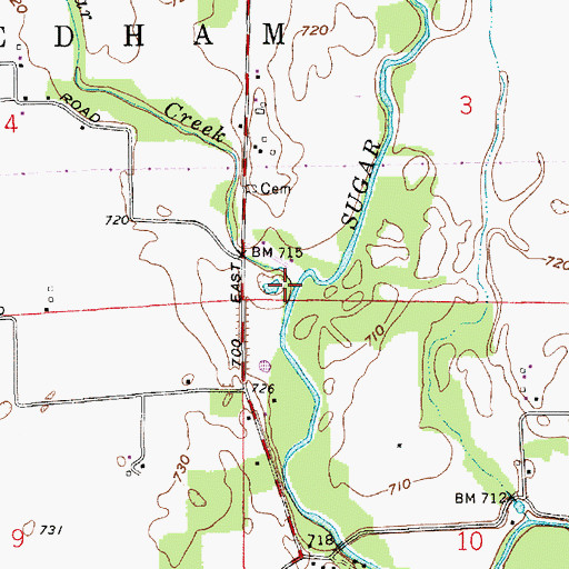 Topographic Map of Little Sugar Creek, IN