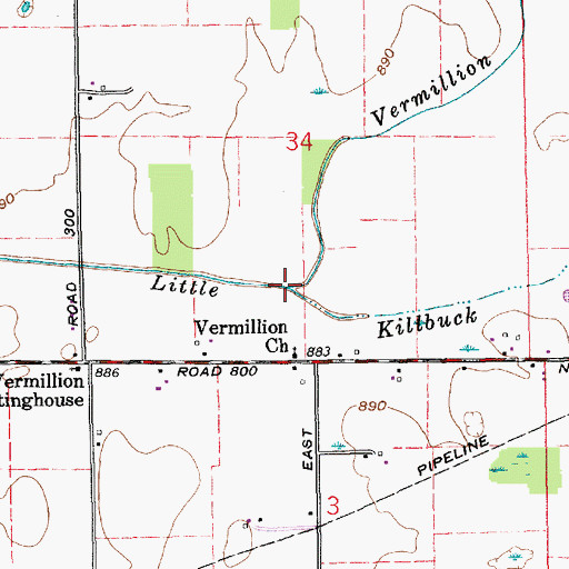 Topographic Map of Vermillion Creek, IN