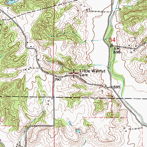 Topographic Map of Little Walnut Cemetery, IN