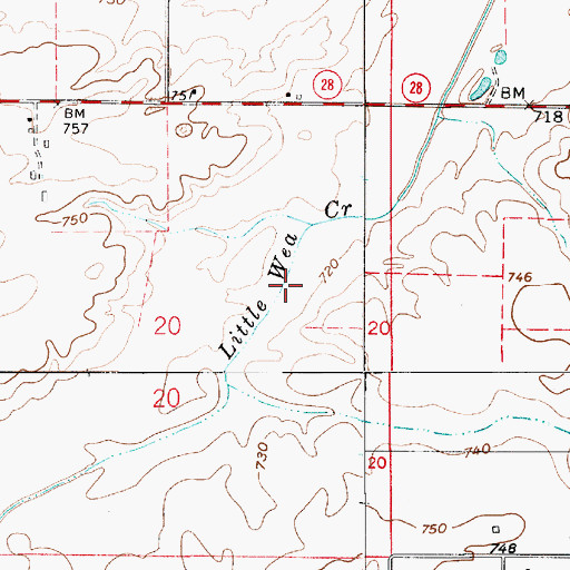 Topographic Map of Little Wea Creek, IN