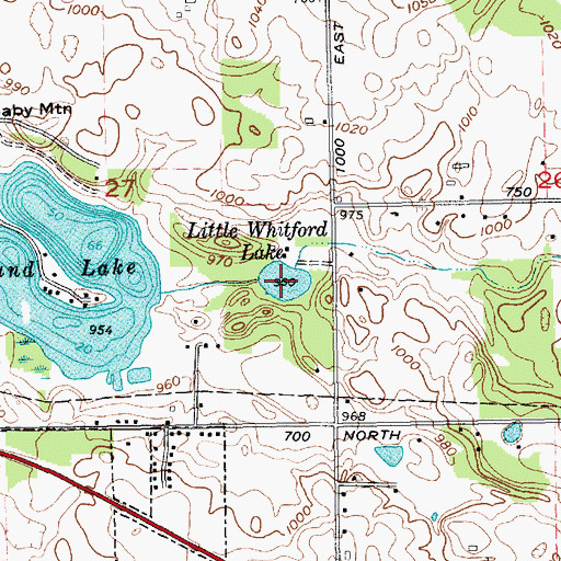 Topographic Map of Little Whitford Lake, IN