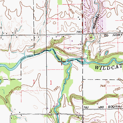 Topographic Map of Little Wildcat Creek, IN