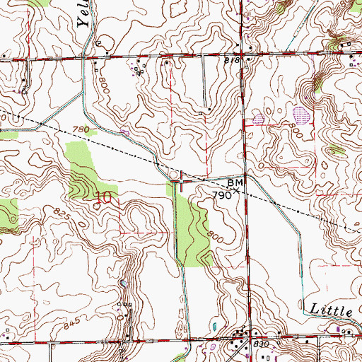 Topographic Map of Little Yellow Creek, IN