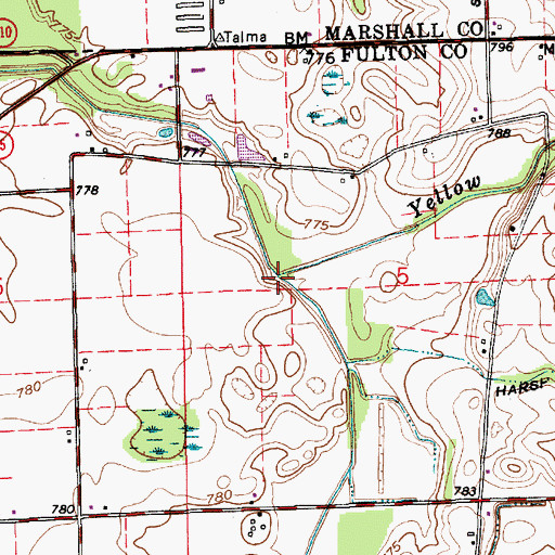 Topographic Map of Little Yellow Creek, IN