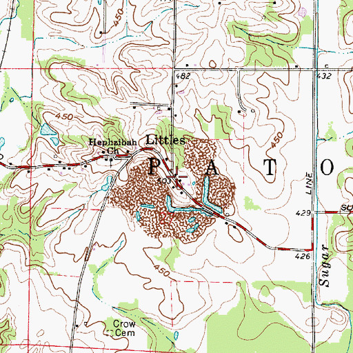 Topographic Map of Littles, IN