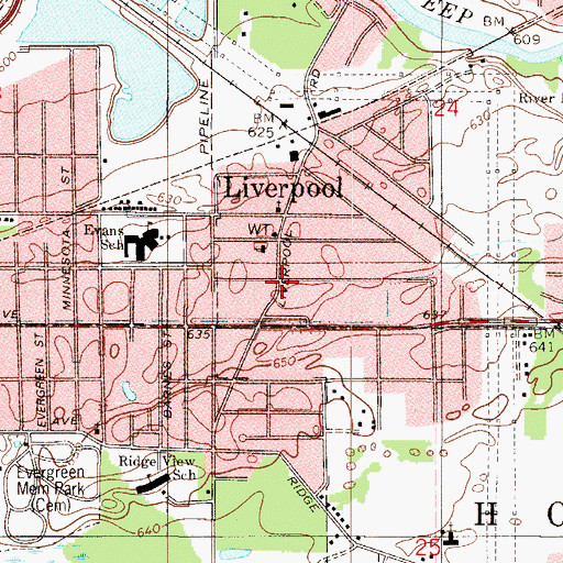 Topographic Map of Liverpool, IN