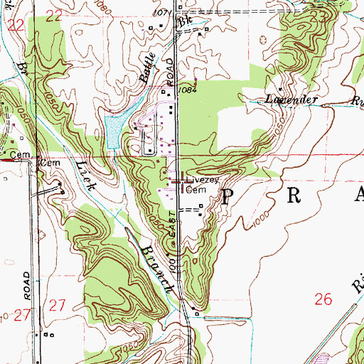 Topographic Map of Livezey Cemetery, IN