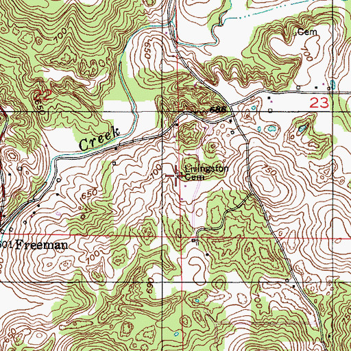 Topographic Map of Livingston Cemetery, IN